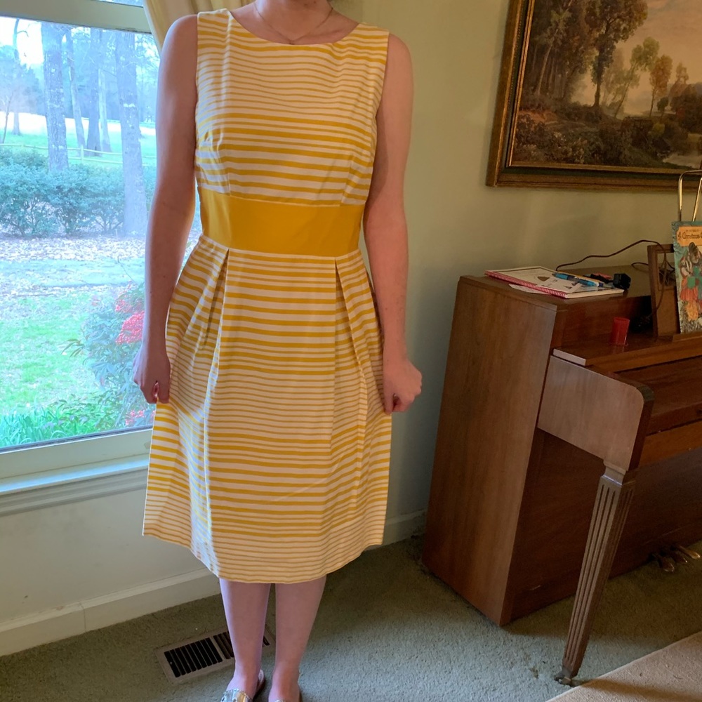 Yellow and White stripped sleeveless dress